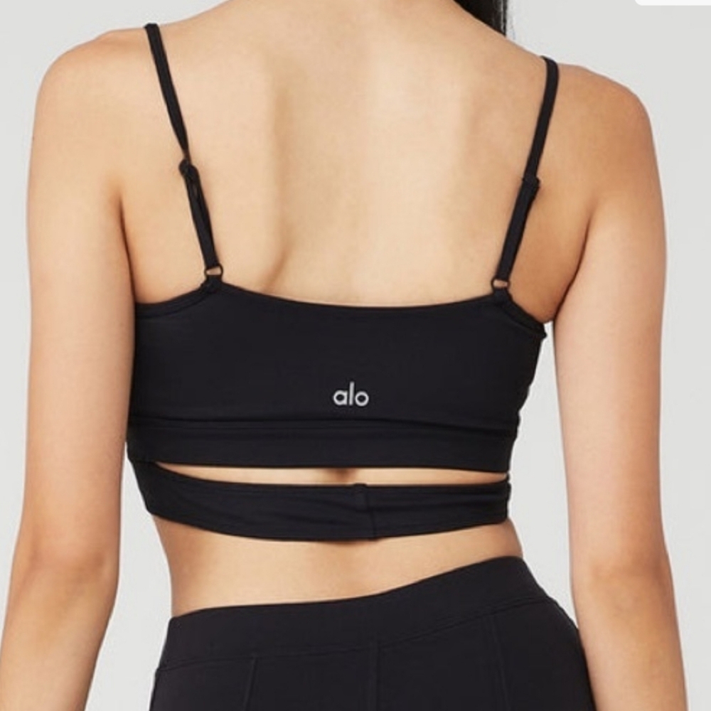 ALO Yoga Black Strappy Crop Bra - Picture 2 of 5